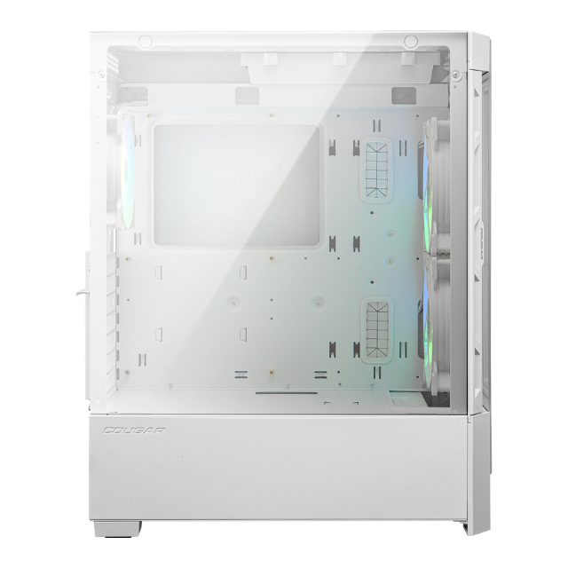 Gabinete Cougar DUOFACE RGB / Doble panel frontal: Malla y RGB / Cristal Templado / RGB / Excelente Flujo de Aire / Blanco / 385ZD10.0003