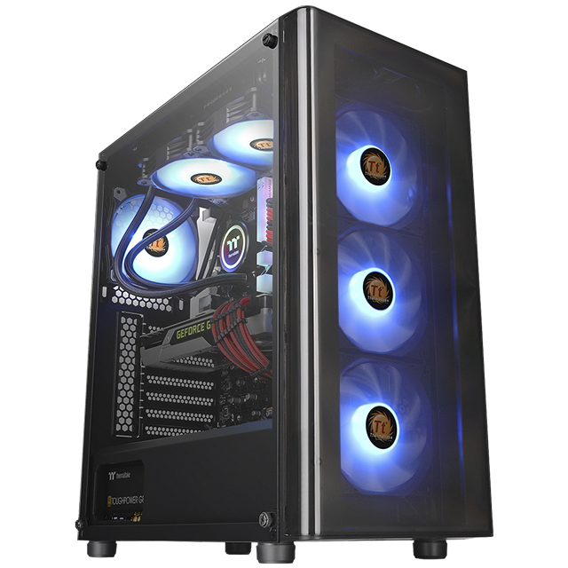 Gabinete Thermaltake V200 TG RGB Edition / Cristal Templado / ATX / USB 3.0 / CA-1K8-00M1WN-01 / Incluye 3 FAN 120mm RGB + 1 FAN 120mm negro