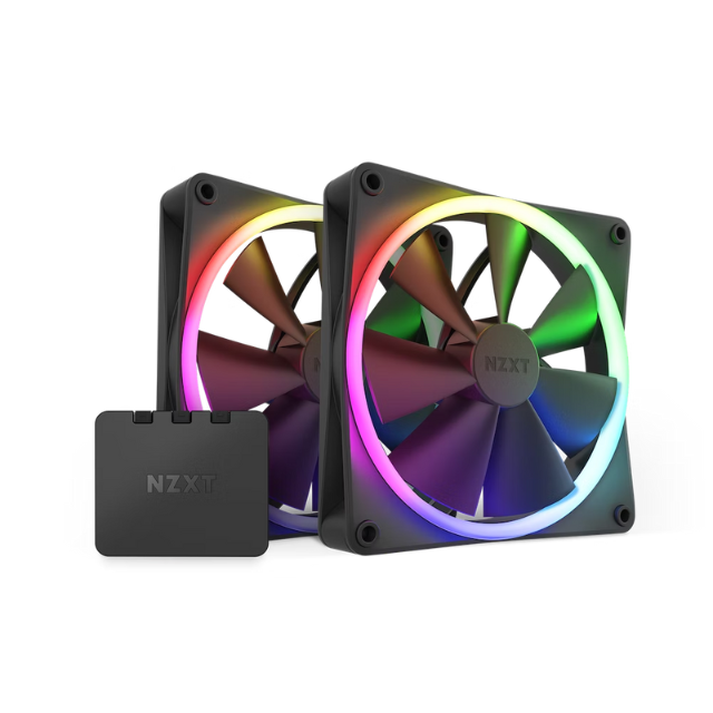 KIT 2 Ventiladores NZXT / 140CM / F140 BLACK + Control RGB / RF-R14DF-B1