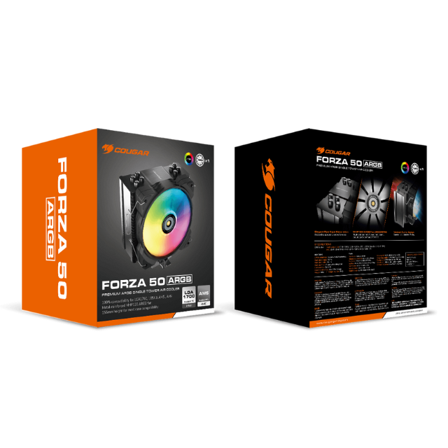 Disipador para CPU Cougar Forza 50 ARGB / 120mmx1 / Intel y AMD / CGR-FZA50-ARGB