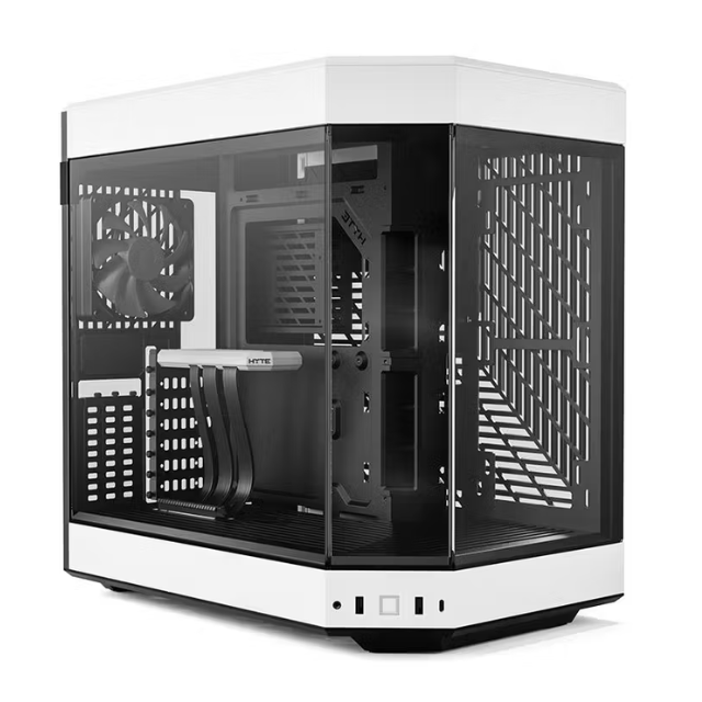 Gabinete HYTE Y60 / Mid-Tower ATX / 3x 120mm ventiladores pre instalados / Vidrio Templado panorámico de Doble cámara con Cable Elevador PCIE 4.0 Incluido / Color Blanco / CS-HYTE-Y60-BW