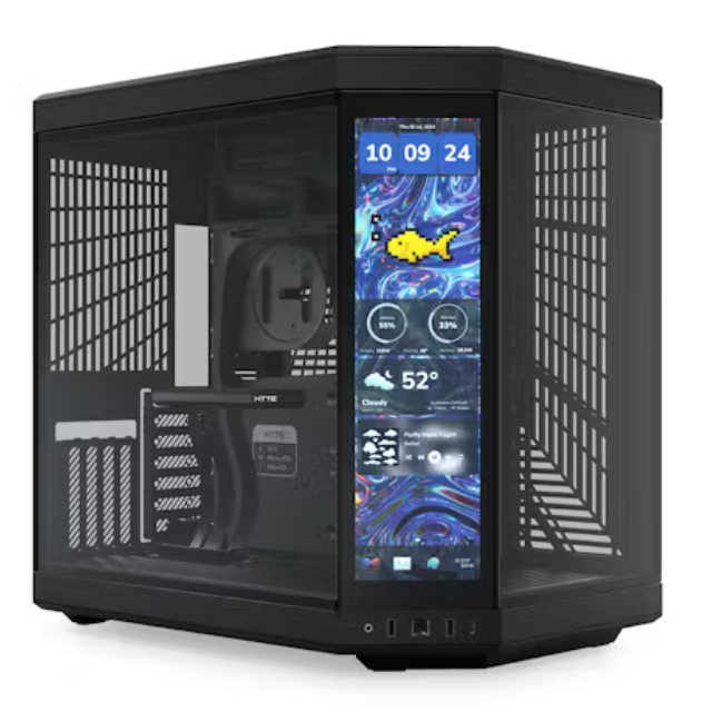 Gabinete HYTE Y70 Touch / Dual Chamber / ATX, Mid Tower / Visualización Táctil LCD 4K Integrada / Negro / CS-HYTE-Y70-B-L