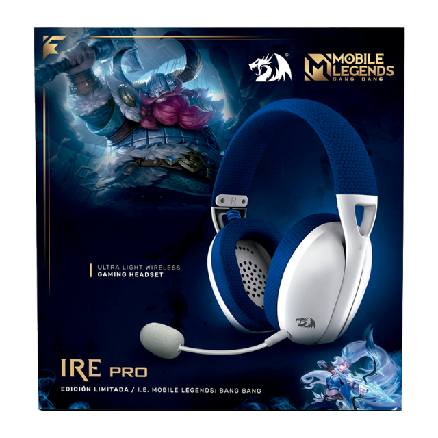 Diadema Gamer Redragon Ire Pro H848 Blanco/Azul / Alámbricos e Inalámbricos / Stereo / USB / BT / PC / White/Blue / H848MLWB / Edición Especial Mobile Legends: Bang Bang /