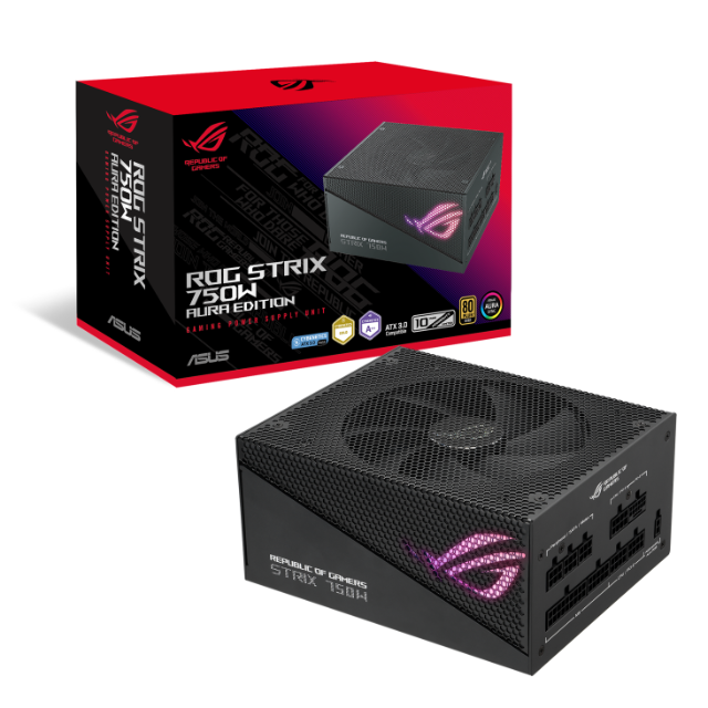 Fuente de Poder ASUS ROG Strix Gold Aura Edition 80+ Gold / 20+4 pin ATX / 135mm / 750W / ROG-STRIX-750G-AURA-GAMING