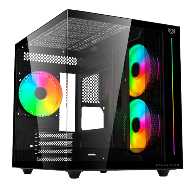 Gabinete Balam Rush Tank Pro Evo GM955 / Mini Tower/Micro ATX/ITX / 3 Ventiladores / Cristal Templado / Black / BR-937320