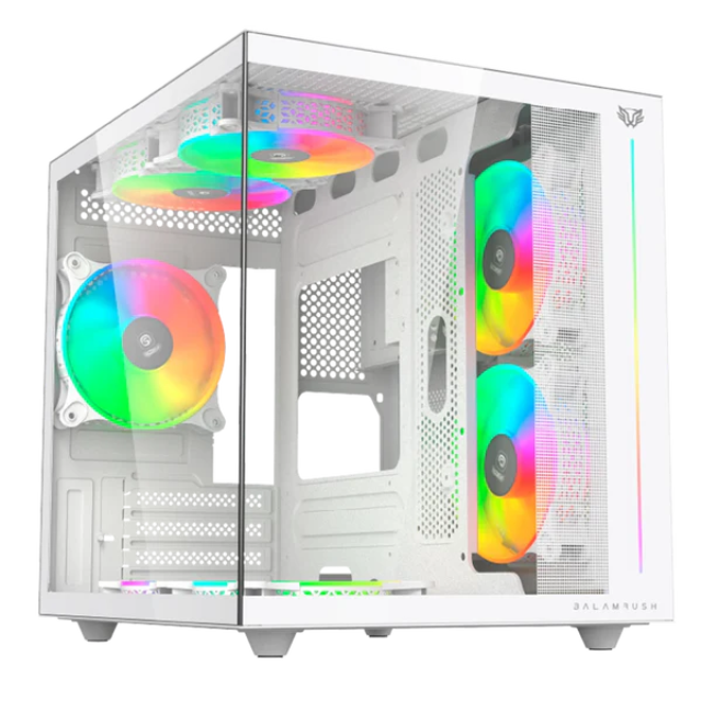 Gabinete Balam Rush Tank Pro Evo GM955 / Mini Tower/Micro ATX/ITX / 3 Ventiladores / Cristal Templado / White / BR-937337