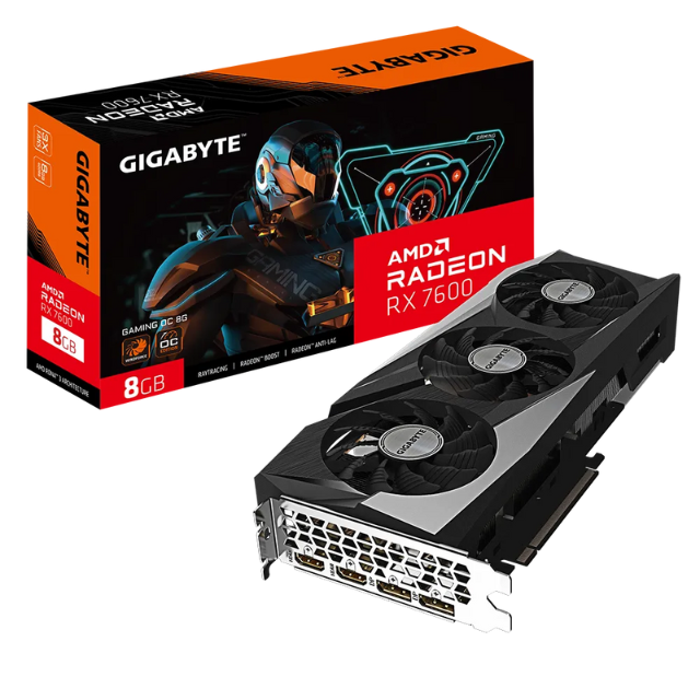 Tarjeta de Video Gigabyte AMD Radeon RX 7600 GAMING OC 8G / 8GB / 256-bit GDDR6 / PCI Express 4.0 / GV-R76GAMING OC-8GD