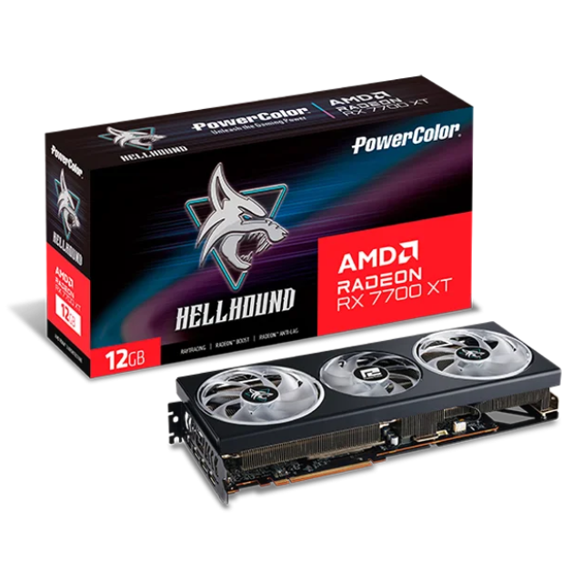 Tarjeta de Video PowerColor AMD Radeon Hellhound RX 7700 XT OC / 12GB 192-bit GDDR6 / PCI Express 4.0 / RX7700XT 12G-L/OC