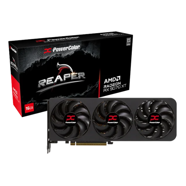Tarjeta de Video AMD Radeon™ RX 9070 XT Reaper Power Color / 16GB GDDR6 / 256-bit / PCIE 5.0 x16 /  RX9070XT 16G-A 