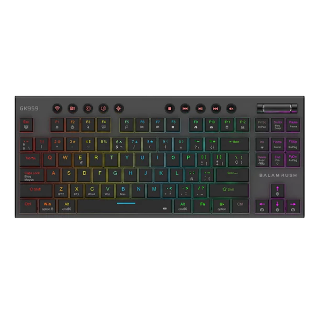 Teclado Gamer Inalámbrico DOMINATE EXPERT GK959 Balam Rush Legend Series /Conecta Multidispositivo / Color NEGRO / BR-940405 / Switch Brown