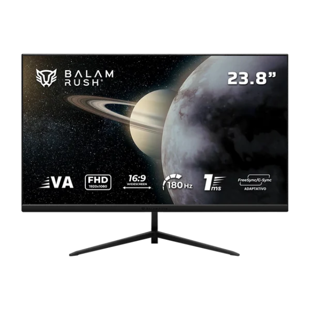 Monitor Gamer Balam Rush Titan MTG24Y 24 Pulgadas Full HD G-Sync/FreeSync Adaptativo 180Hz 1Ms HDMI DisplayPort Negro