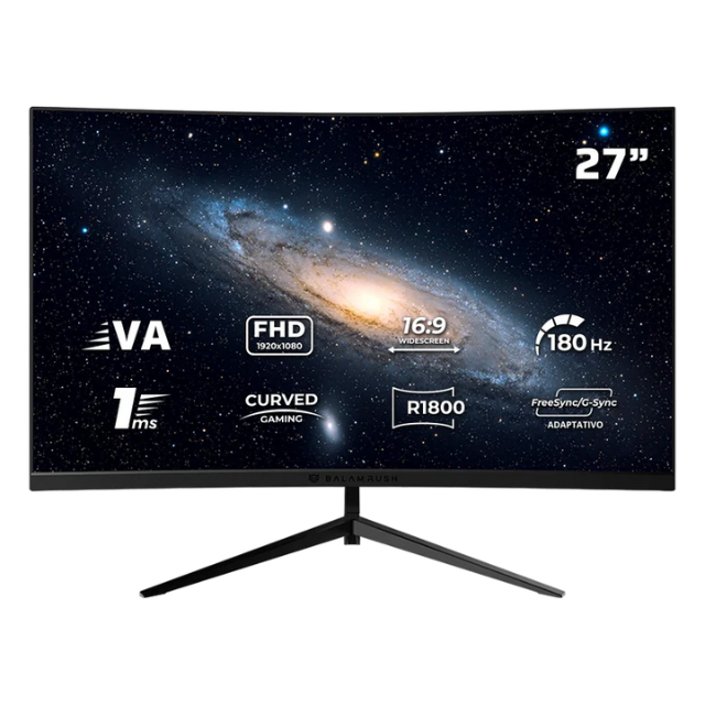 Monitor Gaming Curvo Balam Rush Andromeda MAG27Y / 27" FHD / 180HZ / 1MS / Freesync / Gsync / Negro