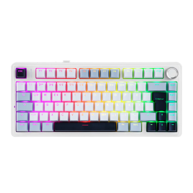 TECLADO MECANICO EPOMAKER X AULA F75 / 75% / HOT SWAP / RGB / WIRELESS/ BATERIA 4000MAH / REAPER SWITCH / LIGHT BLUE