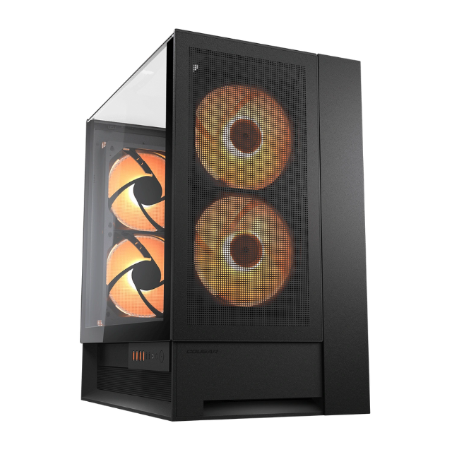 Gabinete Cougar OMNYX / RGB / Cristal Templado / Midi-Tower, Mini-ITX/Micro-ATX/ATX / USB 3.0/2.0 / Sin Fuente / 4 Ventiladores Instalados / Negro