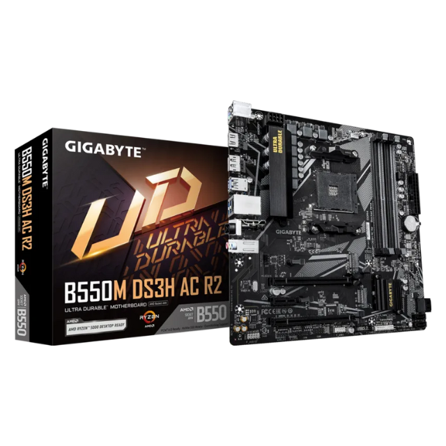 Tarjeta Madre Gigabyte B550M DS3H AC R2 / Micro-ATX / AM4 / AMD B550 / Up to 128GB DDR4 / HDMI/DP / B550M DS3H AC R2