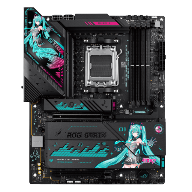 Tarjeta Madre ASUS ROG STRIX X870E-H GAMING WIFI7 EDICIÓN HATSUNE MIKU / ATX / AMD X870E / Up to 256GB DDR5 / ROG STRIX X870E-H GAMING MIKU