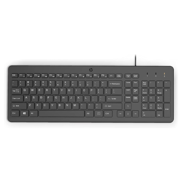HP Teclado con Cable 150, USB, en Inglés, Windows/Mac OS, Negro