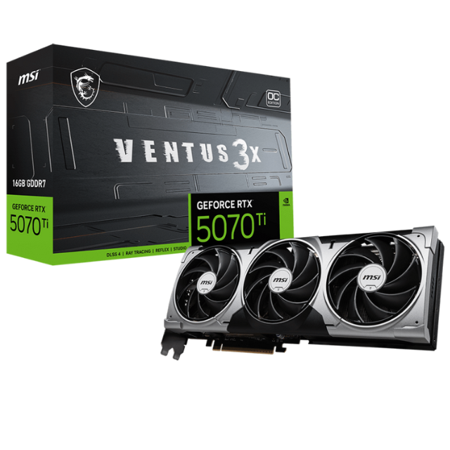 Tarjeta de Video MSI NVIDIA GeForce RTX 5070 Ti VENTUS 3X OC Edition / 16GB /G507T-16V3C