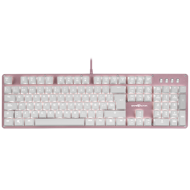 Teclado Gamer Mecanico Game Factor KBG400 Pink Edition KRED Switch Blue / Alambrico / Iluminación White / USB / Español / KBG400-PK-BL/ gamerdays