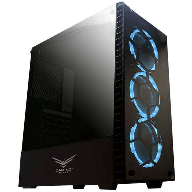 Gabinete Naceb Hydra NA-0602 / Cristal Templado / ATX / Negro / Led RGB/ USB 3.0 / Audio HD