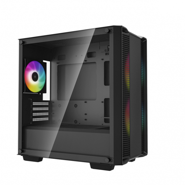 Gabinete Gamer DeepCool CC360 LED / Cristal Templado / Midi-Tower, Mini-ITX/Micro-ATX / USB 2.0/3.0 / Sin Fuente / 3 Ventiladores Instalados / Negro / R-CC360-BKAPM3