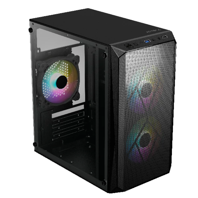 Gabinete Acteck Doom GI630 / Negro / Micro ATX/ Mini-ITX / Fuente 500W / Ventana Acrílico / AC-935739