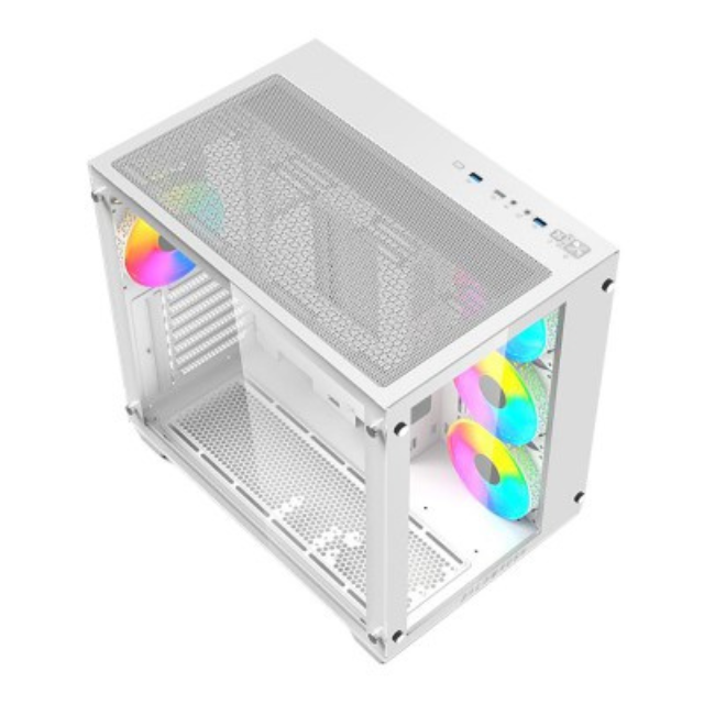 Gabinete Gamer Micro Torre ATX Tank Pro GM930 Legend Series / Blanco / Incluye 4 ventiladores pre instalados