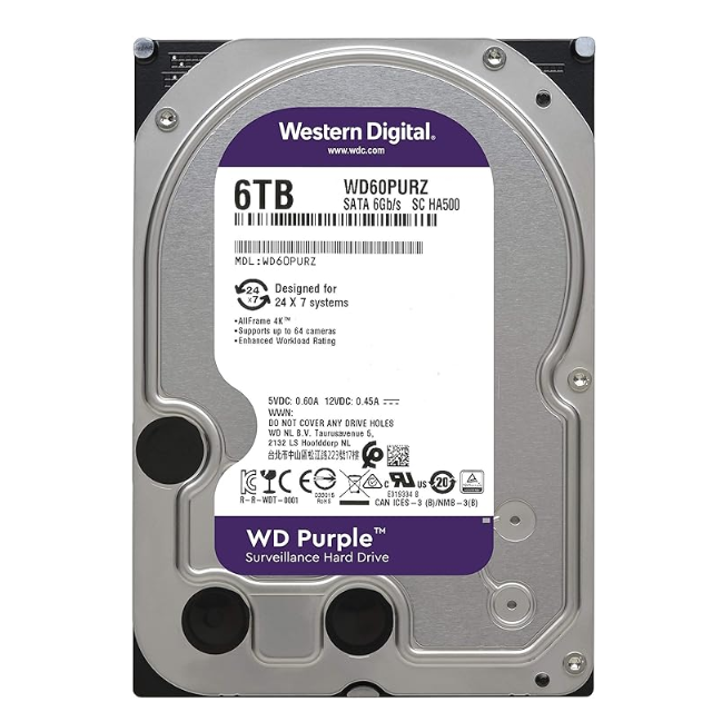 Disco Duro Interno WD Purple 6TB 3.5" SATA 3 / WD60PURZ