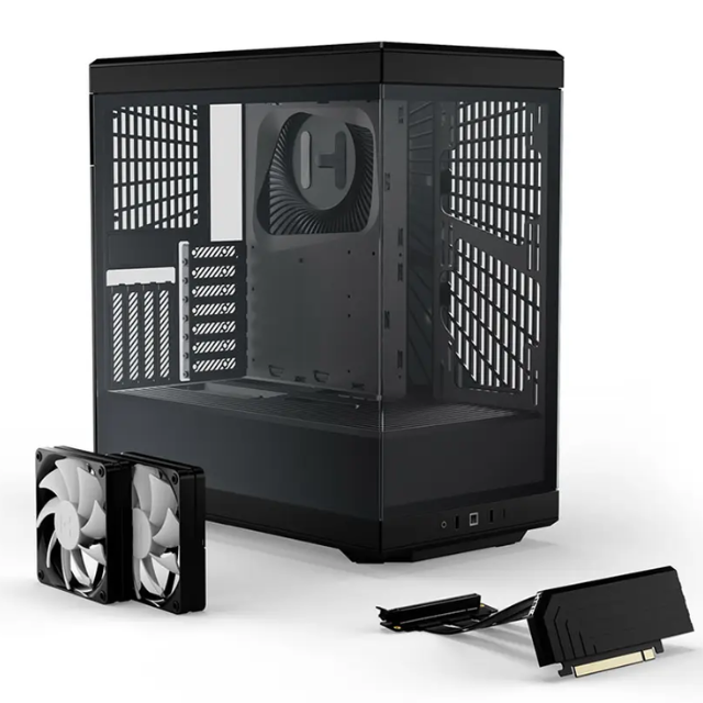 Gabinete HYTE Y40 / ATX Mid Tower / 2x 120mm ventiladores pre instalados / Cristal Templado panorámico moderno y estético con cable elevador PCIE 4.0 incluido / Color Negro/ CS-HYTE-Y40-B /