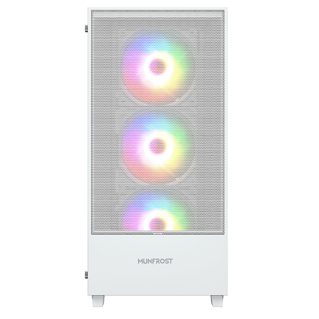 Gabinete Munfrost Alpha White / Cristal templado / ARGB Sync / Controlador de ventiladores / Atx - Micro ATX - Mini ITX / 4 Ventiladores ARGB incluido
