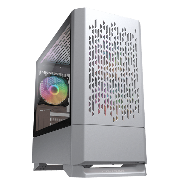 Gabinete Cougar MG140 Air White RGB / Compact ARGB / Sin fuente de alimentación / Mini ITX, Micro ATX, Mini Tower / Rejillas de Ventilación / USB 3.0 / 385JM80.0002