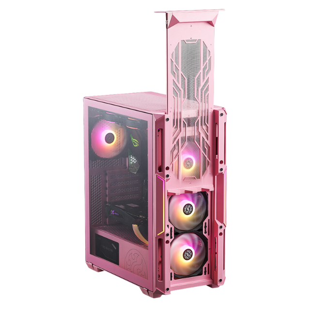 Gabinete XPG Starker Air ARGB / Cristal Templado / Midi-Tower, Mini-ITX/Micro-ATX/ATX / USB 3.0 / Sin Fuente / Rosa / STARKERAIR-PKCUS