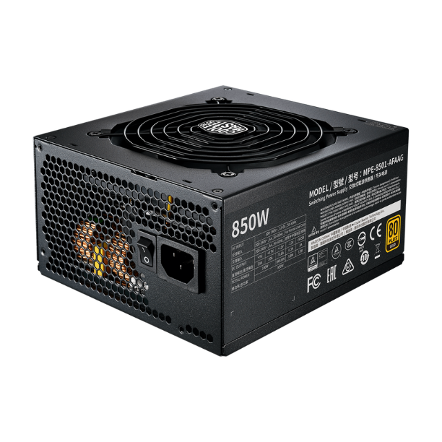 Fuente de Poder Cooler Master MWE GOLD 850 V2 FULL MODULAR 80 PLUS Gold / 24-pines ATX / 120mm / 850W / MPE-8501-AFAAG-U2 