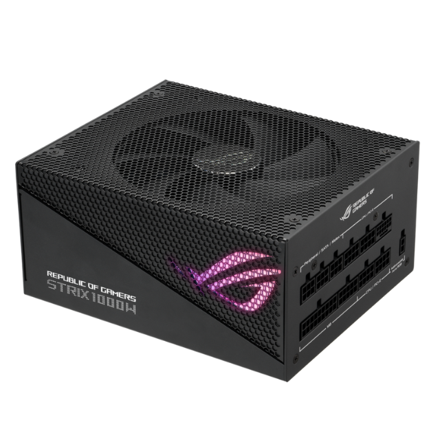 Fuente de poder ASUS ROG Strix 1000W Gold Aura Edition / Full Modular / 80+Gold Certificed / ATX 3.0 / Certificación Cybenetics Lambda A+ / PCIe Gen 5.0 Ready / ROG-STRIX-1000G-AURA-GAMING