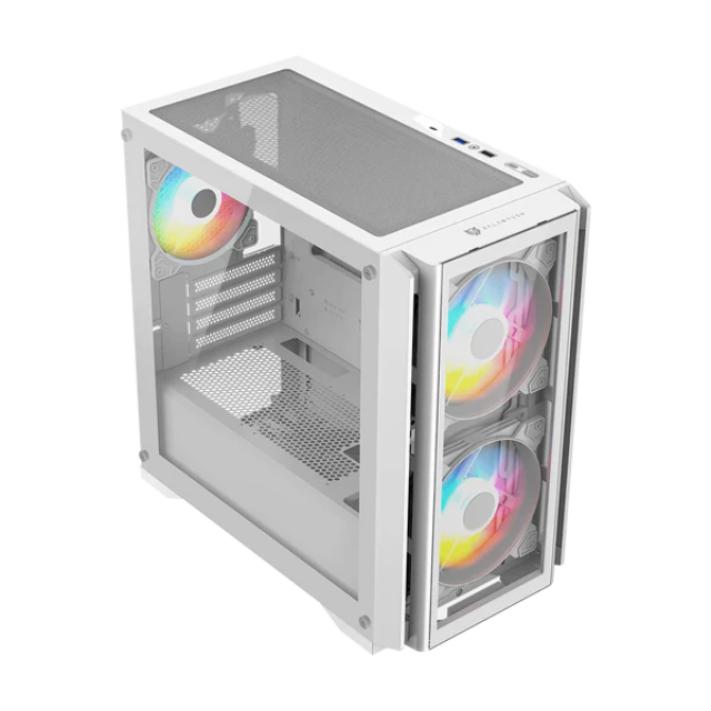 Gabinete Balam Rush CARBONO CRYSTAL 4000C / Mini-Tower, Micro ATX/Mini-ITX / USB 3.0 / 3 Ventiladores Instalados / Blanco / BR-938884