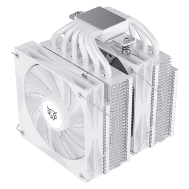 Enfriamiento de Aire | Heliux Expert HEX90 | Alto desempeño | 6 Pipas | TDP 295 W | Compatibilidad AMD + Intel | 2x Ven 120mm + Rodamiento Hidráulico + 0 - 2000 RPM + 88.8 CFM + 37.1 dB + PWM 4 Pin | Legend | Blanco
