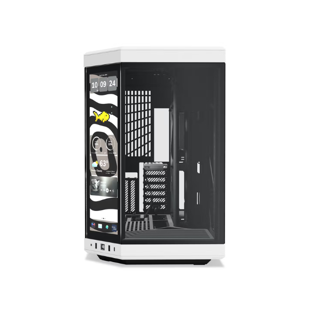 Gabinete HYTE Y70 Touch Infinite / ATX Mid Tower / Doble Cámara / Con Pantalla Táctil LCD de 2.5K integrada / Blanco/Negro / CS-HYTE-Y70TI-WB