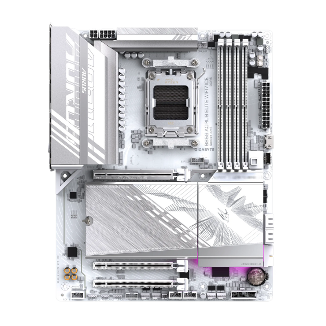Tarjeta Madre Gigabyte B850 AORUS Elite WIFI7 ICE / AM5 / ATX / DDR5 / 3XM.2 / PCIe 5.0 / USB-C / WIFI7 / LAN de 2.5GbE / Cierre EZ / B850 AORUS ELITE WIFI7 ICE