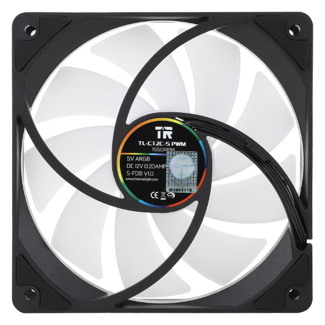 Thermalright TL-C12C-S X5 CPU Air Fan 120mm ARGB Case Cooler Fan, PWM Silent Computer Fan con Rodamiento S-FDB, hasta 1550RPM Velocidad Ventilador de Enfriamiento,Paquetes de 5 Ventiladores
