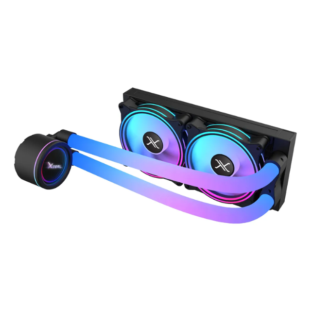 Enfriamiento Liquido Xzeal 240mm Redondo XZ413 para CPU 2 Fan x120mm Mangueras ARGB 3 pines + PWM 4 pines + Seguro para INTEL/AMD Negro