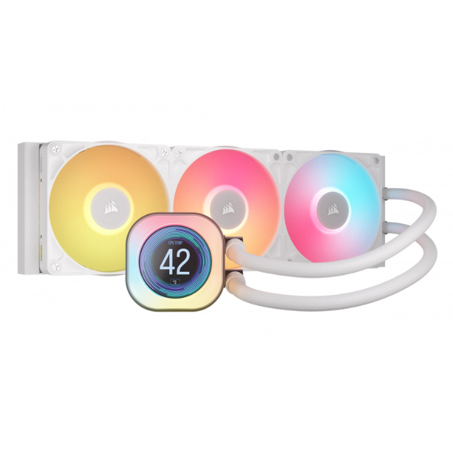 Corsair iCUE LINK TITAN 360 RX LCD Enfriamiento Líquido para CPU, 3x 120mm, hasta 2100RPM, Blanco