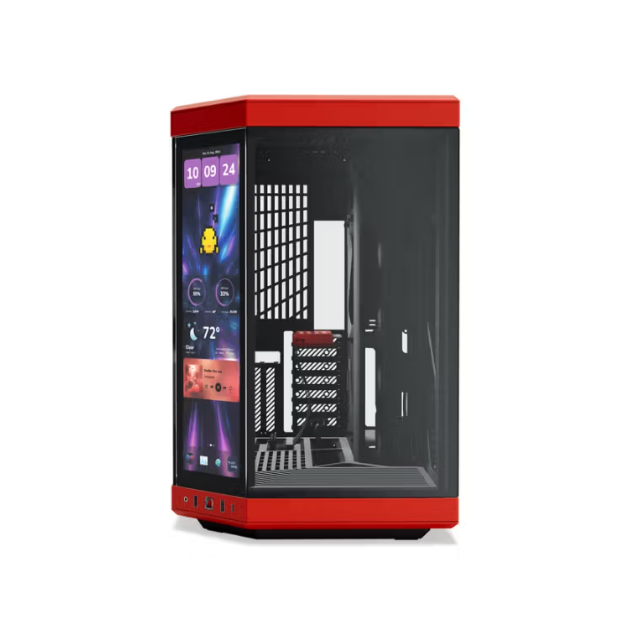 Gabinete HYTE Y70 Touch Infinite / ATX Mid Tower / Doble Cámara / Con Pantalla Táctil LCD de 2.5K integrada / BLACK CHERRY