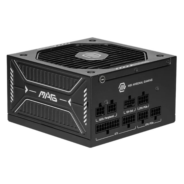 MSI mag A650GLS PCIE5 Fuente de alimentación, 650 W, 80 Plus Gold, ATX 3.1, Soporte GPU PCIe 5.1, Nativo 12V-2x6, Conector Bicolor, 12V-2x6, ATX PSU, Cable Modular