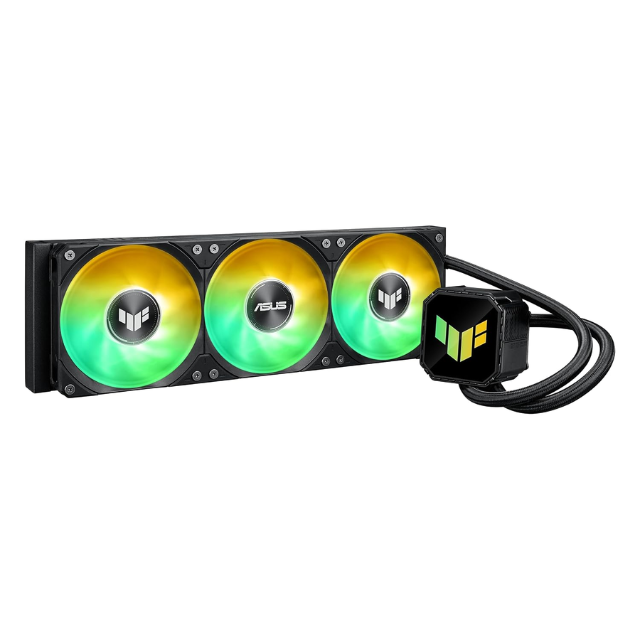 ASUS TUF Gaming LC III 360 ARGB AIO enfriador con triple ventiladores preinstalados e integrados diseñados para un alto flujo de aire y presión estática