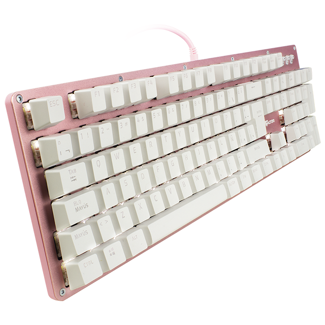 Teclado Gamer Mecanico Game Factor KBG400 Pink Edition KRED Switch Red / Alambrico / Iluminación White / USB / Español / KBG400-PK-RD/ gamerdays