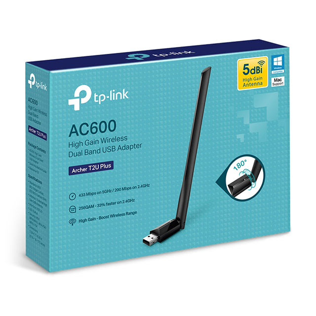 Adaptador USB Wifi TP-LINK Archer T2U PLUS / AC600 / 1 Antena