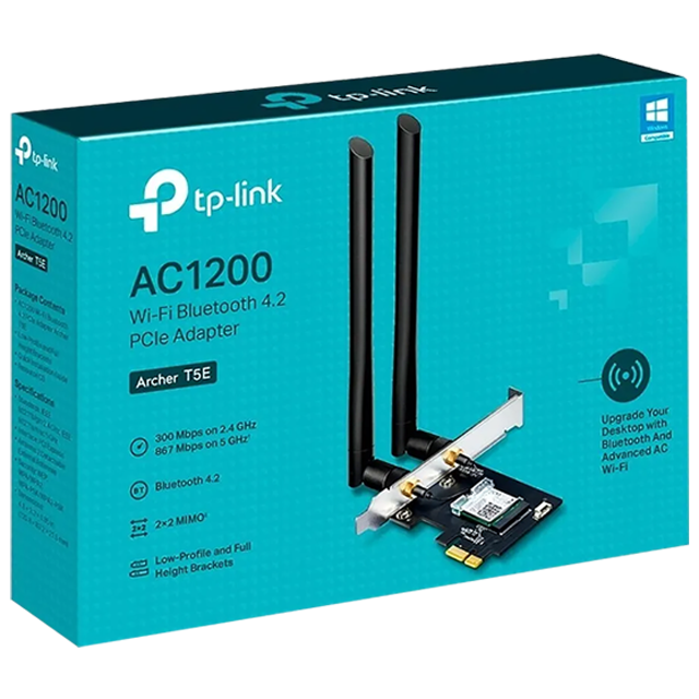 Tarjeta de Red PCIe TP-Link AC1200, Archer T5E / WiFi / Bluetooth 4.2 / Doble Banda / 2.4Ghz / 5Ghz