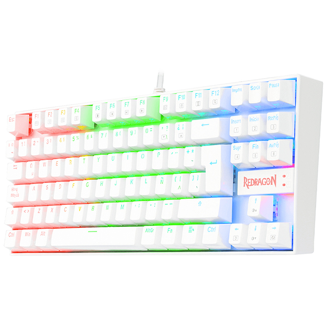 Teclado Redragon Gamer REDRAGON RGB-SP-KUMARA-WHITE / Alambrico / Led RGB / Español / Tenkeyless / Switch Redragon Blue/ Botones Multimedia/ gamerdays