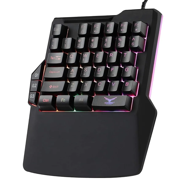 Teclado Gamer Atheris One Hand RGB / Macros configurables / USB - NA-0938