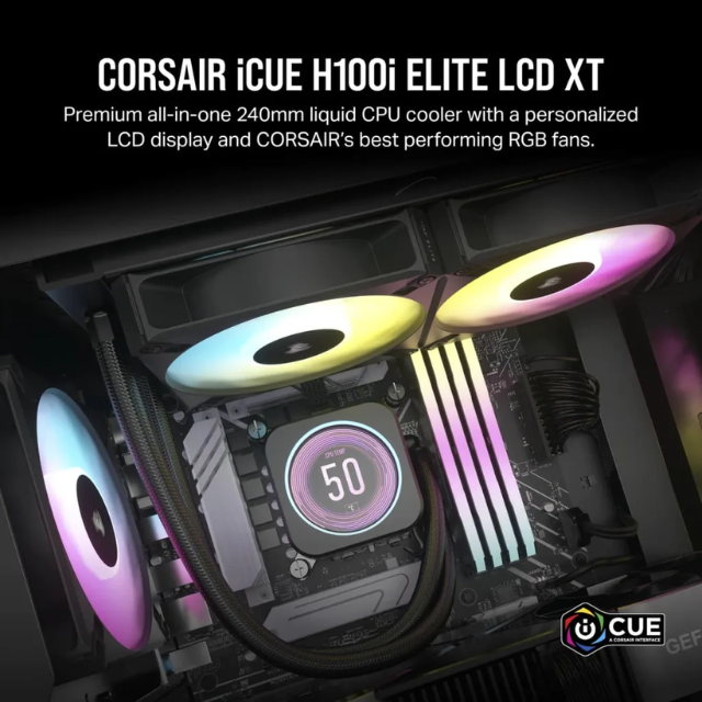 Enfriamiento Liquido Corsair ICUE H100i Elite LCD XT Display RGB 240MM - CW-9060074-WW